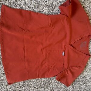 Figs burnt orange/red V-Neck Scrub Top